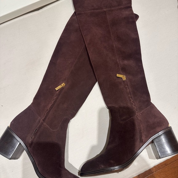 Michael Kors Paulette brown knee high suede boots . - Picture 5 of 9